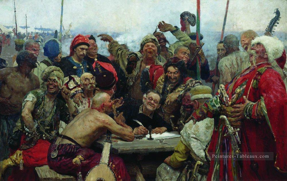 la réponse des cosaques zaporoziens au sultan mahmoud iv 1896 Ilya Repin Peintures à l'huile